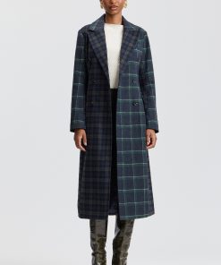 Mixed Plaid Tailored Coat