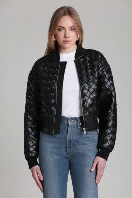 Woven Faux-Ever Leather™ Bomber Jacket - Black / XL