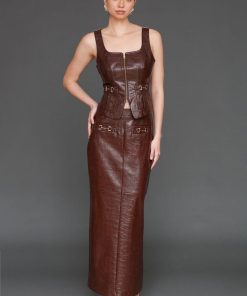 Equestrian Faux Croc Maxi Skirt
