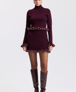 Ruffle Trim Knit Mini Skirt