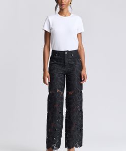 Guipure Lace Wide Leg Jeans