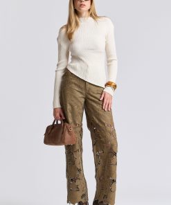 Guipure Lace Wide Leg Jeans