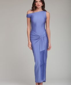 Asymmetric Wrap Front Maxi Dress