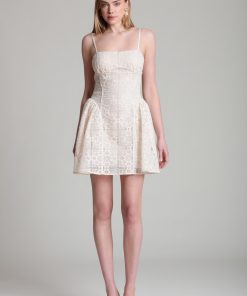 Cotton Tile Embroidered Mini Dress