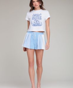 Cotton Pleated Striped Shorts