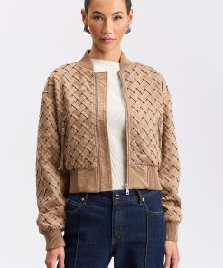 Woven Faux Suede Bomber Jacket