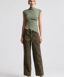 Stretch Cotton Paisley Camo Carpenter Jeans