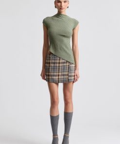 Plaid Mid-Rise Wrap Skort