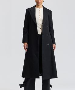 Wool-Blend Fit-And-Flare Tailored Coat - Black / XL