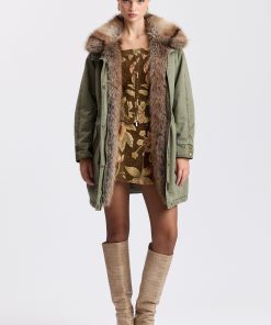 Cotton Detachable Faux-Fur Collar Parka