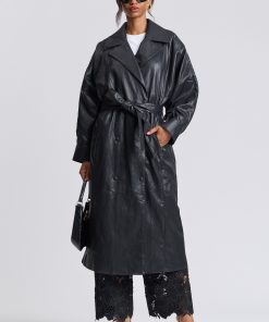 Dolman Sleeve Faux-Ever Leather™ Trench Coat