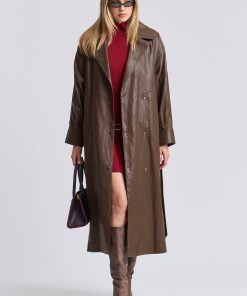 Dolman Sleeve Faux-Ever Leather™ Trench Coat