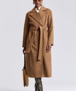 Faux Wool Belted Maxi Coat