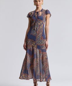 Paisley Chiffon Mermaid Maxi Dress