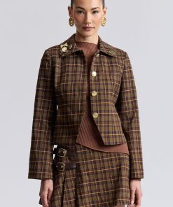 Novelty Pin Plaid Jacket