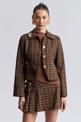 Novelty Pin Plaid Jacket