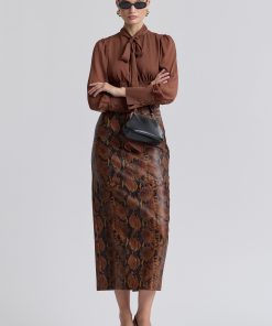 Snake Print Faux-Ever Leather™ Maxi Skirt