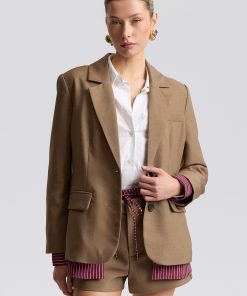 Layered Trim Cotton Blend Blazer
