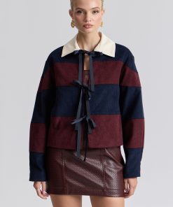 Corduroy Rugby Stripe Tie-Front Jacket
