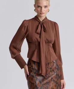 Tie-Neck Chiffon Blouse