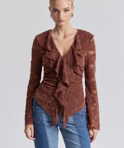Ruffle Front Lace Top
