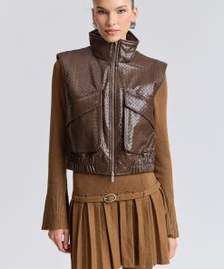 Faux-Ever Leather™ Basketweave Cropped Vest