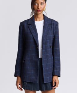 Windowpane Hourglass Tailored Blazer