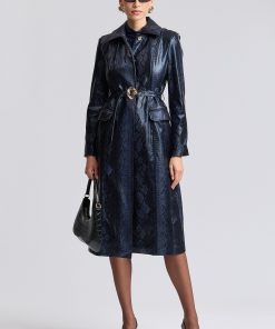Python Faux-Ever Leather™ Belted Trenchcoat