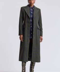 Windowpane Plaid Hourglass Maxi Coat