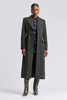 Windowpane Plaid Hourglass Maxi Coat