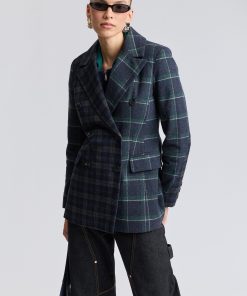 Mixed Plaid Hourglass Blazer
