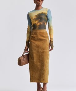 Genuine Suede Maxi Pencil Skirt