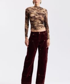 Stretch Cotton Mid-Rise Curved Carpenter Jeans - Brandy / 32