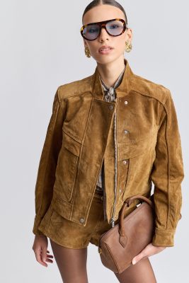 Genuine Suede Aviator Jacket - Whiskey / M