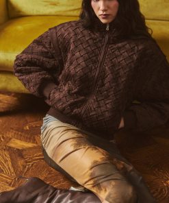 Woven Faux Suede Bomber Jacket