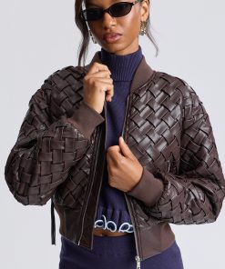 Woven Faux-Ever Leather™ Bomber Jacket