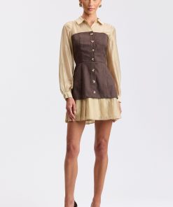 Stretch Suiting Pleated Twofer Mini Dress
